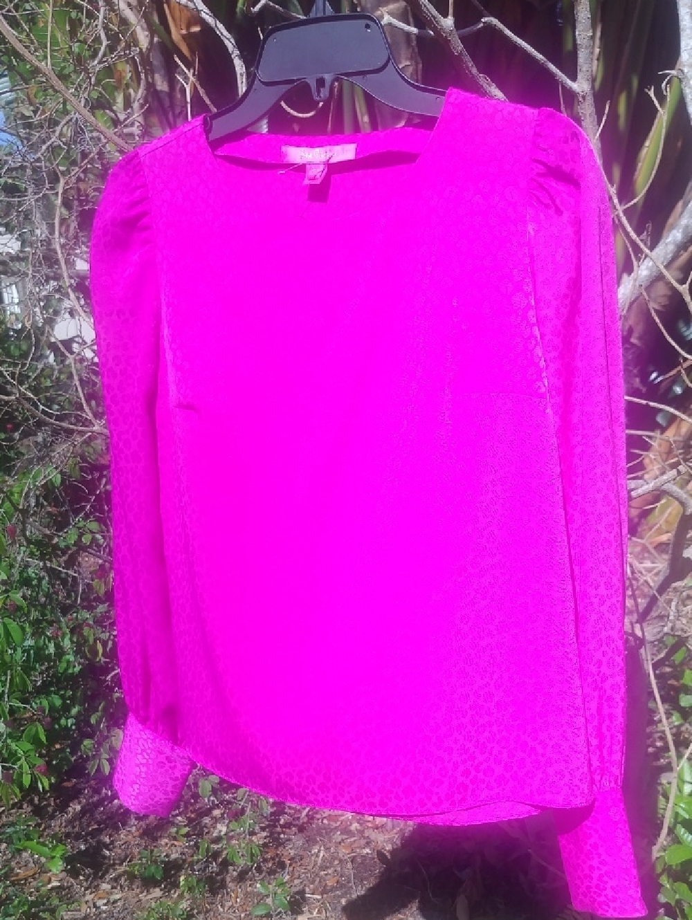 Lilly Pulitzer Bright Pink Long-Sleeve Women's Blouse XXS